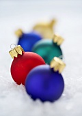 Christmas Ball Ornaments In a Row