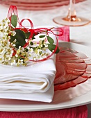 Place Setting with Pink Plates and Spring Flowers