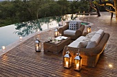 A candle lit evening by a pool