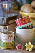 Tinned food products in dish