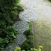 Kreisförmige Pflasterung im Garten