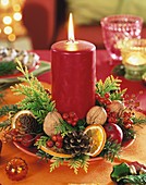 Small Advent wreath with red candle