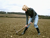 A woman working in a field