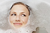 Girl in a bubble bath