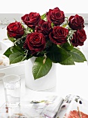 Vase of red roses