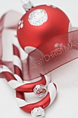 Christmas tree ornaments with ribbon