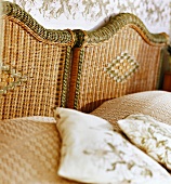 Headboard of a rattan bed