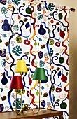 Colourful curtain and lamps