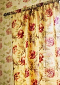 Floral curtain at a window