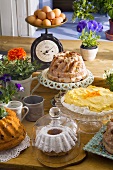 Various Polish Easter cakes in a kitchen