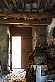 Firewood in a barn