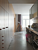 Kitchen with built-in wooden cupboards