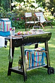 Barbecue trolley in garden