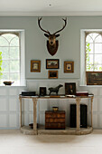 Classic interior with stag's head on the wall