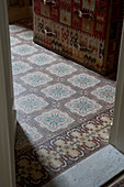 Detail of tiled floor with ornamental pattern