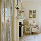 Country-style room with French doors and mantelpiece