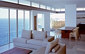 Open-plan living space with sea view