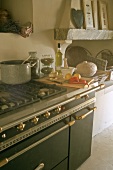 Gas cooker in Provençal kitchen