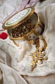 Antique jewellery box with necklace