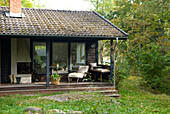 Summerhouse in the country with furnished veranda and garden