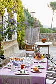 Breakfast on the terrace in a Mediterranean setting