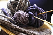 Balls of wool and knitting needles