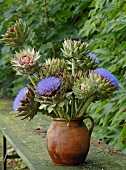 Bunch of flowers with artichokes