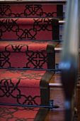 Selective focus carpet runner on staircase