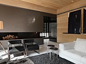 Living room with black and white modern furniture