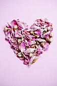 A heart made of dried rose petals