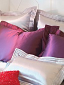 Pillows made with colorful satin fabric