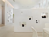 White walls with cutouts in modern interior