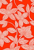 weiße Mosaikblumen auf orangefarbigem Grund (Illustration)