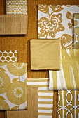 Various mustard brown fabrics