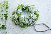 Wreath of hydrangeas and lady's mantle