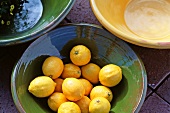 Lemons in ceramic bowl
