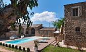 Sun and blue sky - Mediterranean residential complex with pool and terrace