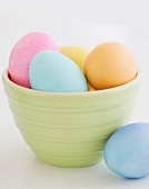 Dyed Easter eggs in bowl