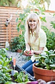 Woman outdoors gardening