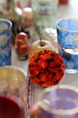 Foil Christmas bauble, tealight holders and small Russian doll