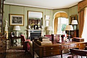 Study with antique furnishings in traditional English style