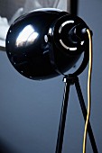 Retro standard lamp with black metal lampshade