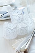 Napkin rings hand-crafted from various lace ribbons