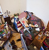Living room of a person with hoarding disorder
