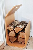 Laminated wood firewood rack