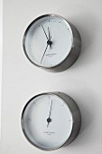 Matching clock and thermometer in modern, maritime design