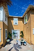 Patio and rear exterior of home; Azusa; California; USA