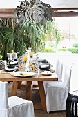 A table set for a celebration on a terrace