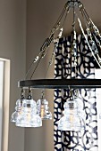 Lit glass chandelier; Valencia; California; USA