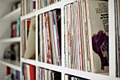 Detail of record collection on shelving